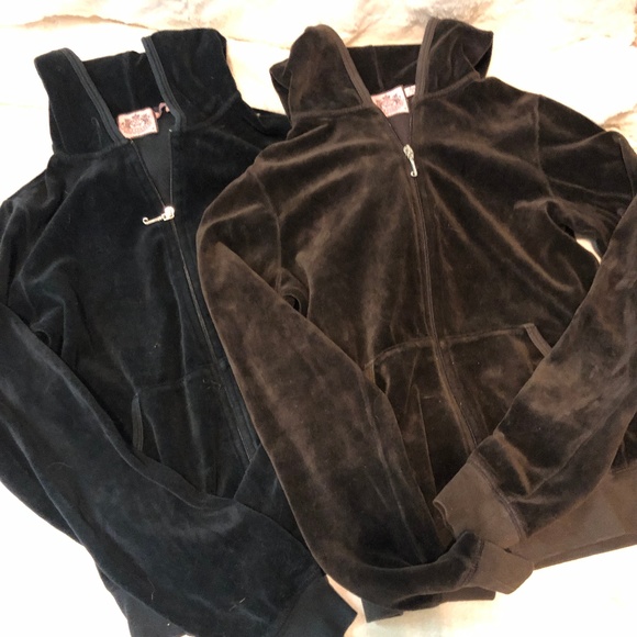 2 Juicy Couture Velour Zip Up Hoodies Size MED - Picture 1 of 7